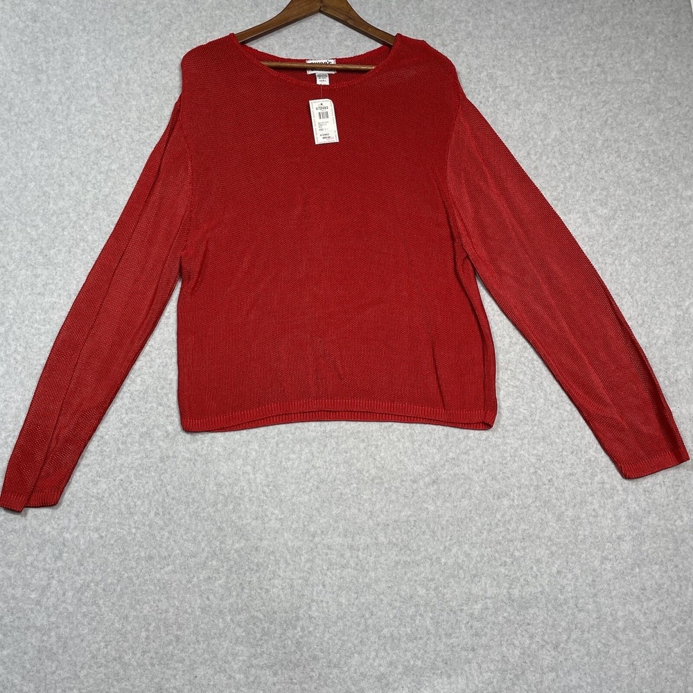 Chicos‎ Design Sweater  Womens Size M/L  Vintage Red Long Sleeve Seedstitch USA